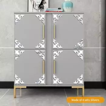 4 шт. зеркальные наклейки долговечные многофункциональные 3 размера прочные полые дизайнерские наклейки на плитку для спальни 10cm золотистый