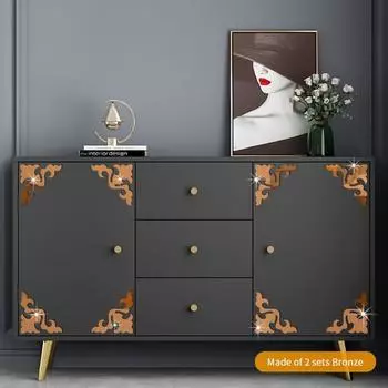 4 шт. зеркальные наклейки, гладкие съемные пластиковые отражающие поверхности, наклейки на края зеркала для ТВ-фона 10cm золотистый