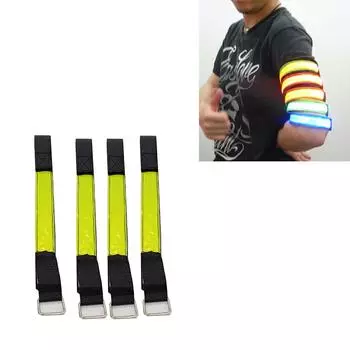 4 шт. Желтый светодиодный мигающий браслет Светоотражающий мигающий свет Спортивная повязка на руку