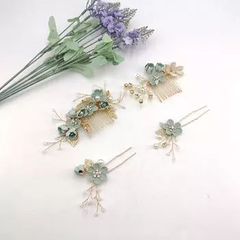 4 шт. Жемчужный циркон Роскошный сплав Расческа для волос Набор Сладкий романтический Женский Свадебный аксессуар для вечеринки Ювелирные изделия Заколка Гребень для волос Набор