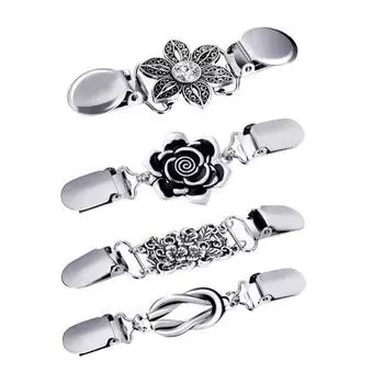 4 шт. Женская брошь-зажим в виде утки со стразами, декоративная полая роза в форме цветка, винтажная противоскользящая брошь для украшения воротника свитера, украшения для выпускного бала A