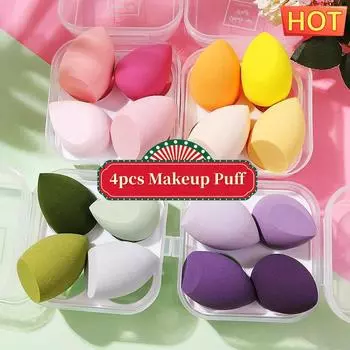 4 шт., женская губка для макияжа, губка для макияжа, пудра, губка для красоты, инструменты розовый