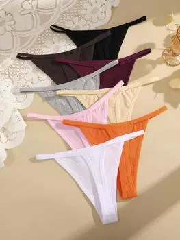 4 шт. Женские хлопковые стринги, сексуальное тонкое нижнее белье, бесследные стринги с низкой талией, спортивные женские дышащие трусики с Т-образной спинкой S-XL S&4pcs