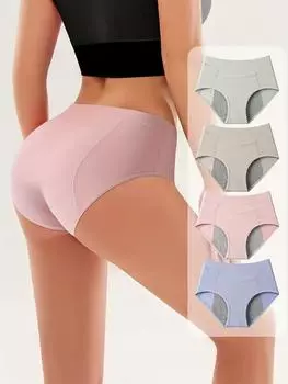 4 шт. женские менструальные трусы физиологические трусы герметичное нижнее белье женские менструальные трусы с высокой талией хлопковые трусы нижнее белье M