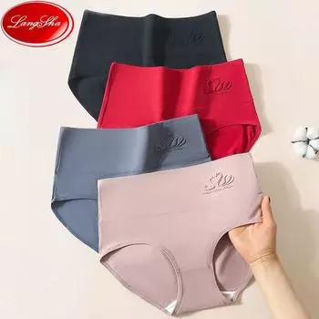 4 шт. женские трусики, хлопковое нижнее белье с высокой талией, дышащее женское нижнее белье, размер L-4XL