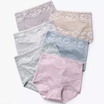 4 шт. женские трусики с высокой талией, хлопковое нижнее белье, женские кружевные трусы для похудения
