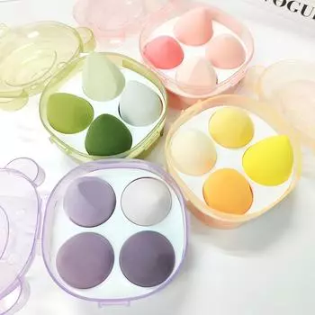 4 шт., женский блендер для макияжа, косметическая пуховка, губка для макияжа, пудра, губка, инструменты для красоты, аксессуары для макияжа жёлтый