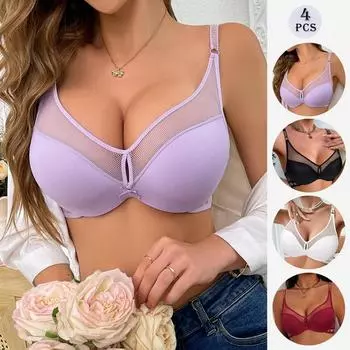 4 шт. женский бюстгальтер пуш-ап с сетчатым нижним бельем, дышащий модный бюстгальтер с буквенным принтом, спортивный бюстгальтер 34B 36B 38B 40B 80B