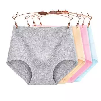 4 шт. женское нижнее белье с высокой талией, хлопковые трусики, дышащее нижнее белье, размер M-5XL L