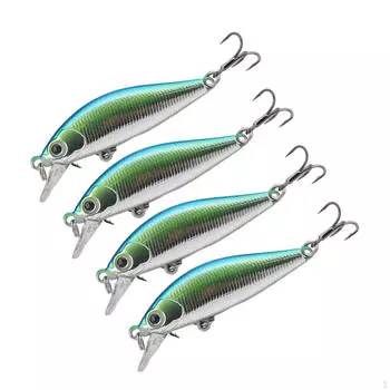 4 шт., жесткая приманка для рыбалки с острыми крючками, снасти для форели, приманки для плавания, окунь для Blue Green