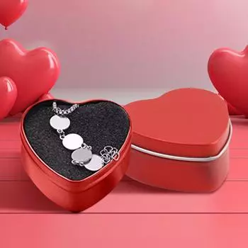 4 шт. Жестяная коробка для ювелирных изделий, контейнер для шоколада, мини-конфетница, коробка для хранения, портативная подарочная упаковка на День святого Валентина, красное сердце в форме красный