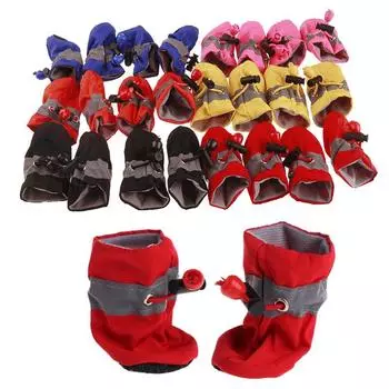 4 шт., зимняя уличная теплая противоскользящая обувь, непромокаемая обувь для собак, мягкая обувь, зимние сапоги 3.5cm оранжевый