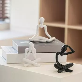 4 шт. Золотая статуя мыслителя, абстрактная скульптура, пластиковые коллекционные фигурки, витрина для гостиной, домашний офис, декор 4pcs чёрный