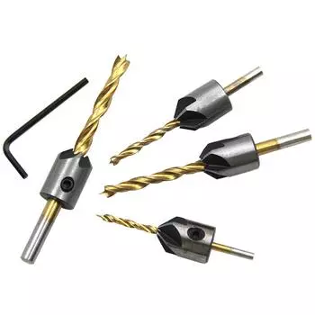 4 шт. Золотое трехконечное сверло по дереву с потайной головкой и шурупом, расширитель отверстий, электрический инструмент для сверления, аксессуары