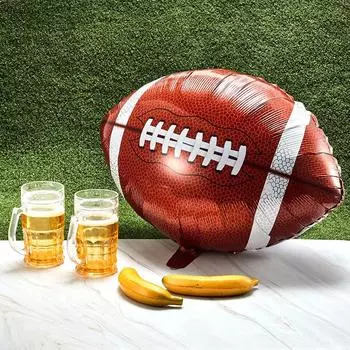 4 штуки 22-дюймовых воздушных шаров из алюминиевой пленки в форме регби, декоративные воздушные шары для вечеринки по регби на спортивную тематику 4pcs