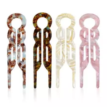 4 штуки женских разноцветных заколок для волос U-образной формы из ацетата, заколки для пучка, заколки для французского низкого пучка, элегантные и модные Size fits all