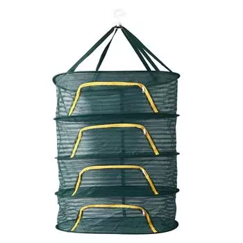 4-слойная сушилка для трав с U-образной молнией, темно-зеленая, складная, высокоэластичная, мелкая сетка для растений