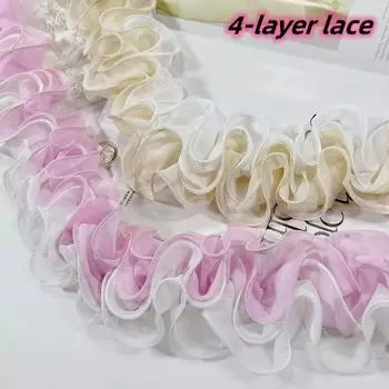 4-слойное S-образное плиссированное 3D шифоновое кружевное платье своими руками, длинная юбка, подол, отделка штор для дивана, швейный материал для украшения домашнего текстиля 1 yard темно-розовый