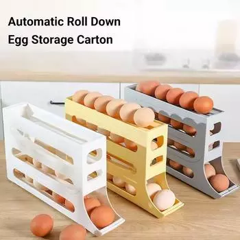 4-слойный автоматический вращающийся держатель для яиц, контейнер для хранения яиц в холодильнике, органайзер для кухни, дозатор яиц в холодильнике