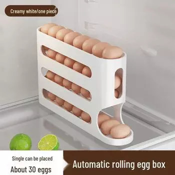 4-слойный выдвижной контейнер для хранения яиц на дверцу холодильника - Большая вместимость, автоматический ролик для яиц Single Carton Package