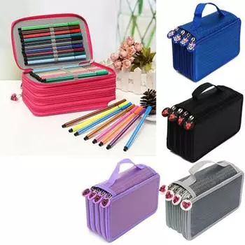 4 слоя 72 отверстия портативный рисунок эскиз карандаш ручка чехол на молнии сумка-держатель чёрный