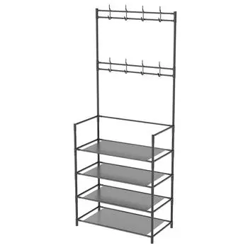 4 слоя одежды, вешалки для шляп, полка для обуви, 16 крючков, самодельный органайзер для обуви и шляп, универсальная полка для хранения в гостиной, спальне белый