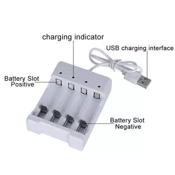 4 слота USB быстрая зарядка Aaa и Aa зарядное устройство защита от короткого замыкания белый