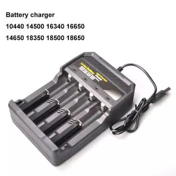 4 слота USB-порты 14500 16340 18350 18650 Зарядное устройство для литий-ионного аккумулятора Адаптер для зарядки Независимый литий-ионный разъем для зарядки