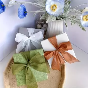 4 см*5 м упаковочные ленты для упаковки полупрозрачный шифон морщинистый однотонный подарочный торт букет коробка