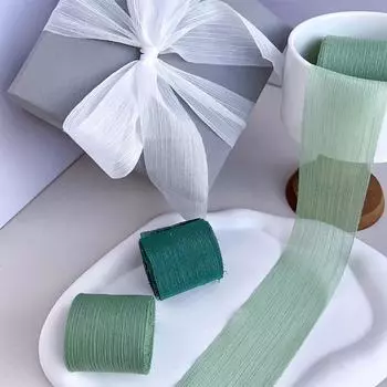 4 см*5 м упаковочные ленты для упаковки полупрозрачный шифон морщинистый однотонный подарочный торт букет коробка
