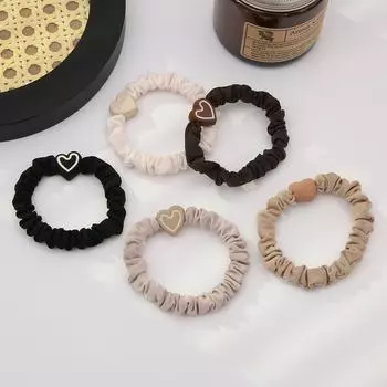 4 см 5 шт./пакет Новое поступление женская мода сердце ткань повязка для волос веревка эластичные аксессуары для волос хаки