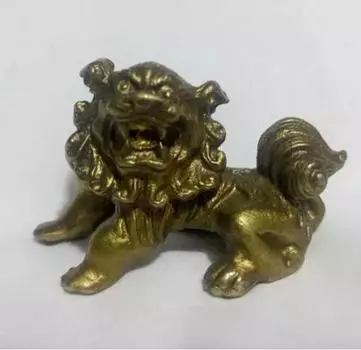4 см китайская бронзовая резная охрана Фу Фу собака Филактерия дверь Лев скульптура животного СТАТУЯ