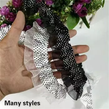 4 см в ширину, белый, черный, двухслойный, 3D, полиэстеровый тюль, кружевная ткань, вышитая лента, отделка края, воротник, платье, украшенное, своими руками, поделки 1 yard