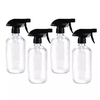 4 стеклянных флакона-распылителя, 16 унций прозрачных стеклянных флаконов-распылителей с регулируемой насадкой, многоразовые контейнеры для чистки, для чистки 480ml&Glass