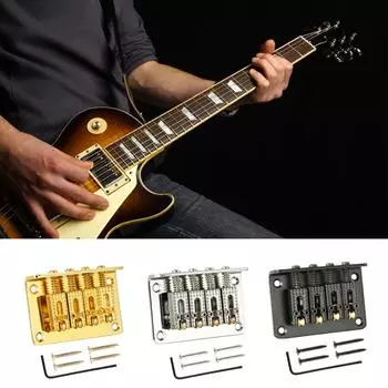 4 String Cigar Box Guitar Bridge, Electric Guitar Bridge Tailpiece Top Load Fixed Hardtail Saddle Cigar Box Guitar Parts серебряный