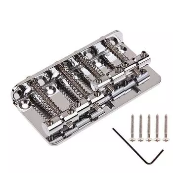 4 Strings Bass Bridge Metal Tailpiece with Screws Tailpiece Fixed Saddles For Fender Jazz Bass Guitar Chrome Replacement Part CHINA