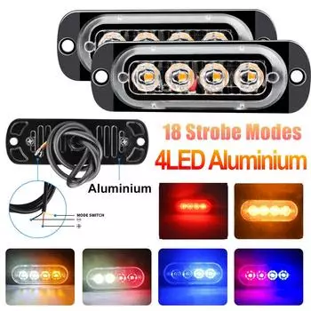 4 светодиодных стробоскопа, боковая сигнальная лампа, стробоскопическая решетка, мигающая световая панель, маяк для автомобиля, грузовика, янтарно-желтый, белый светофор 12 В-24 В