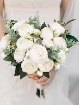 4 Связки Искусственных Цветов Пионов Шелковые Букеты Поддельных Цветов для Дома Свадебные Украшения Стола Центральная Вечеринка Свадебные Цветочные Композиции чёрный