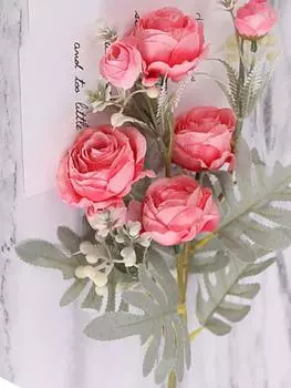 4 связки искусственных шелковых роз, букет, как у настоящих искусственных роз для свадьбы, украшения дома, вечеринки, подарка на событие красный