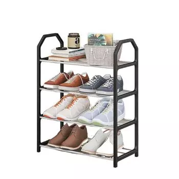 4 Tiers Shoe Cabinet Shoe Cabinet Simple Plastic Dustproof Dorm Room Balcony Trapezoid Assembly Shoecase