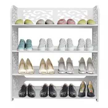 4 Tiers Simple Wood-plastic Board Shoe Rack Shoes Rack Space Saving And Simple Shoes Shelves Cabints Space Elevated Shoe Racks United States
