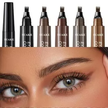 4-точечный карандаш для бровей, усовершенствованная ручка для татуажа бровей, водостойкая, устойчивая к поту, стойкая и не размазывающаяся коричневая косметика для создания естественных бровей 01