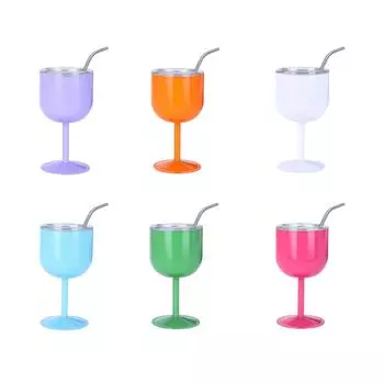 4 унции Нержавеющая сталь Бокал Компактный Термобокал с Соломинкой И Крышкой Многоцелевой Винный Бокал Для Коктейлей Кофе розы красного