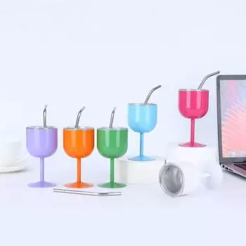 4 унции Нержавеющая сталь Бокал Компактный Термобокал с Соломинкой И Крышкой Многоцелевой синий