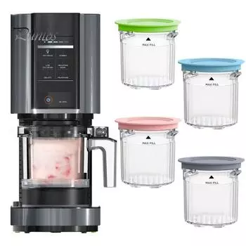 4 упаковки, 16 унций, сменная чашка для мороженого, не содержит бисфенола-А, прочные крышки с цветовой кодировкой, герметичные контейнеры для мороженого для Ninja Creami Breeze NC100/NC200 Sets