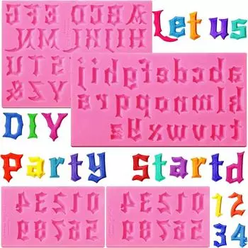 4 упаковки, 3 стиля, формы для букв и цифр, розовая форма для украшения торта для конфет, помадка