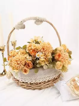 4 упаковки искусственных гортензий, искусственных роз, искусственных шелковых ромашек, букетов, искусственных цветов для кухонного садового стола, домашнего свадебного декора фиолетовый