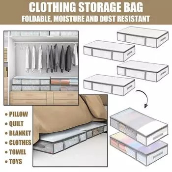 4 упаковки ящиков для хранения под кроватью, пластиковые ящики для хранения, органайзеры для шкафа и сумки для хранения одежды