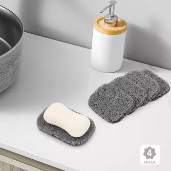 4 упаковки серых подушечек для мыла без бисфенола-А для мыльницы, нескользящая подушечка для мыла, самодренирующиеся подушечки для мыла, подходящие для кухни, ванной комнаты, душа чёрный