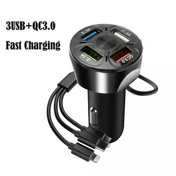 4 USB Multi Port Fast Charger QC 3.0 и 3 USB Port Car Charger Adapter с вольтметром Зарядное устройство USB от прикуривателя